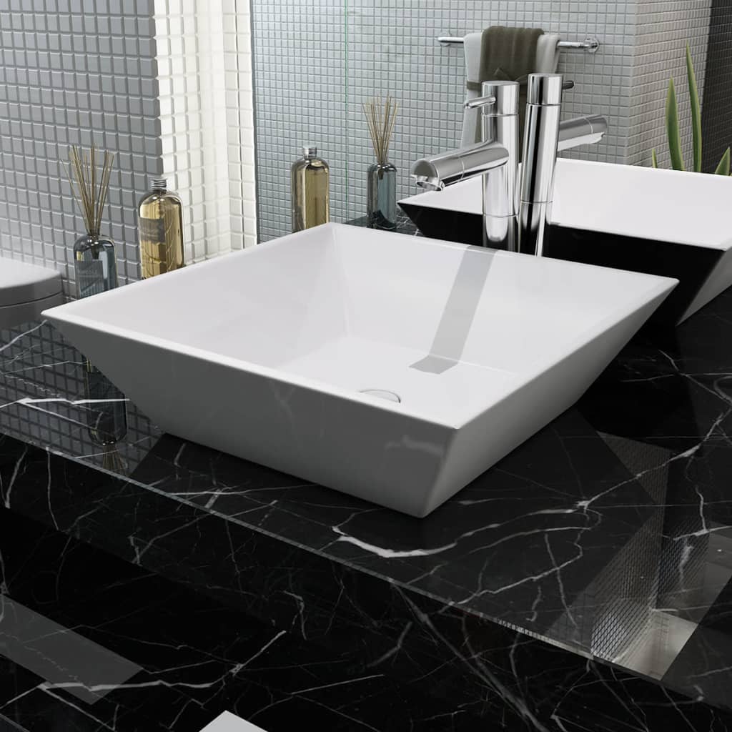 Vidaxl Washbasin Square blanc 41.5x41.5x12 cm Céramique