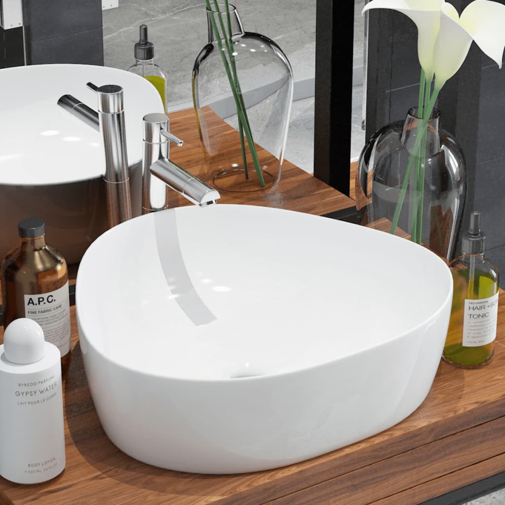 Vidaxl Wash-basin blanc triangulaire 50.5x41x12 cm Céramique