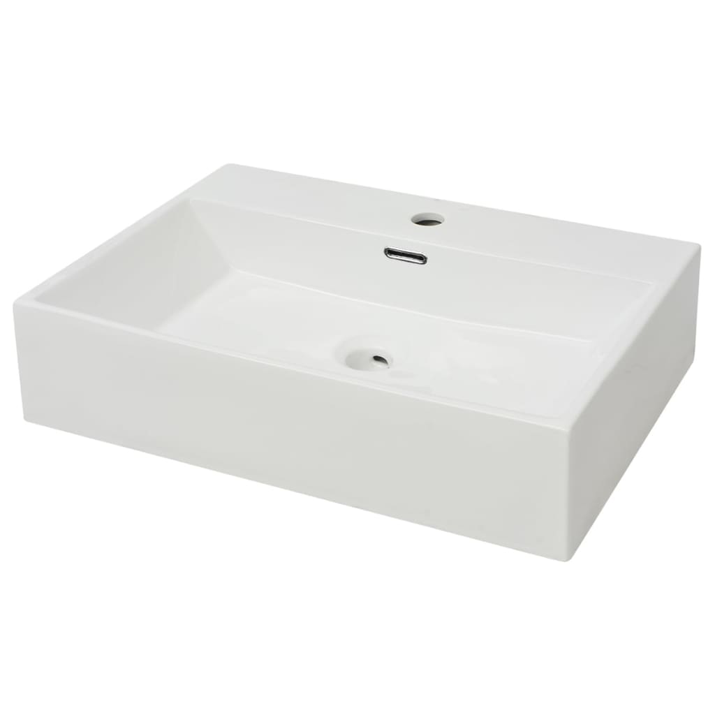 Vidaxl Washingin avec taphole blanc 60.5x42.5x14,5 cm de céramique