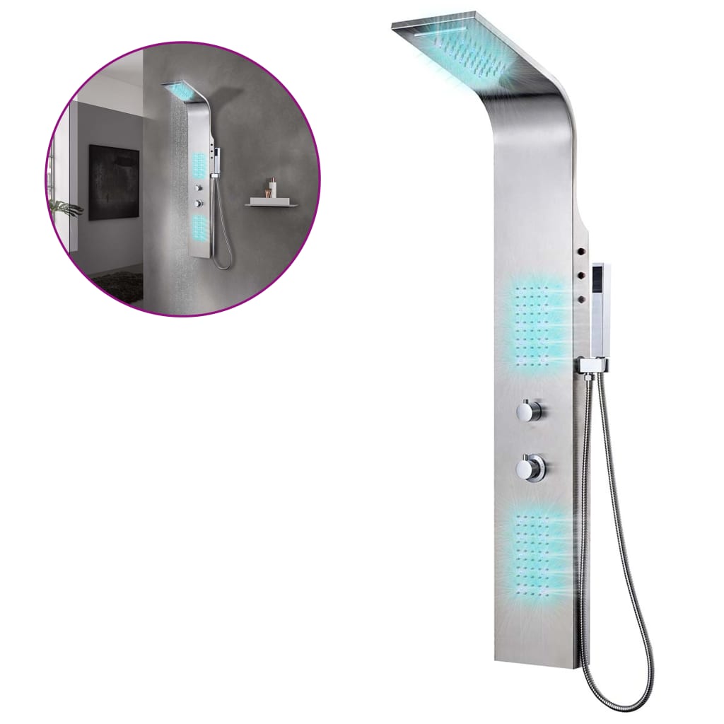 Panneau de douche Vidaxl plié en acier inoxydable