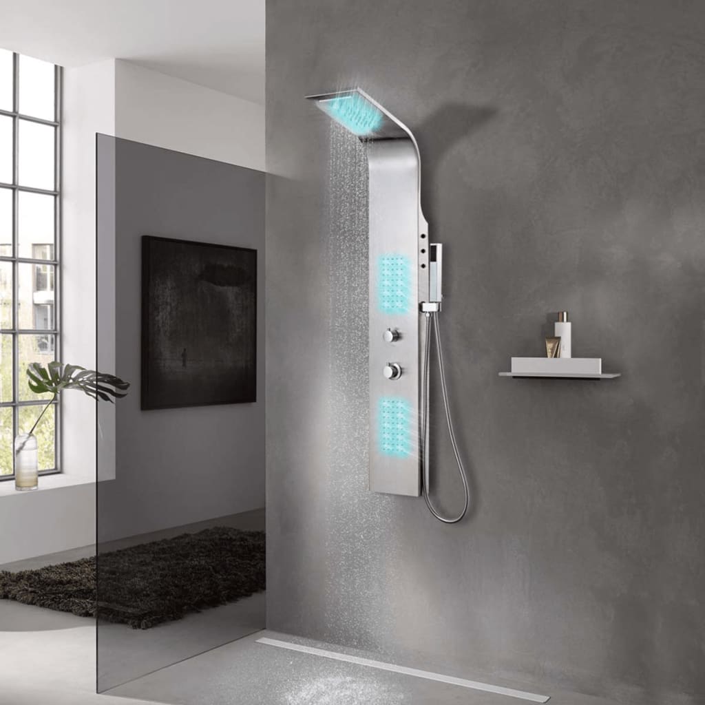 Panneau de douche Vidaxl plié en acier inoxydable