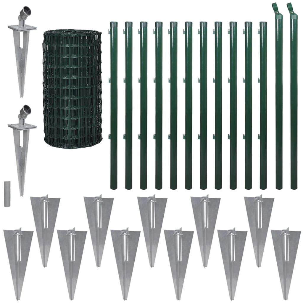 Vidaxl hek 25x1,7 m en acier vert