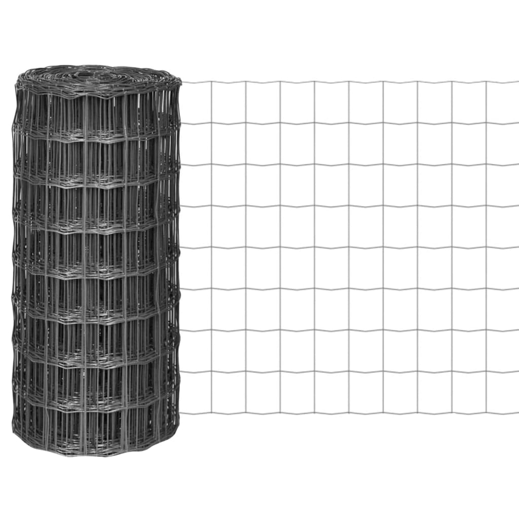 Vidaxl hek 25x0,8 m gris en acier