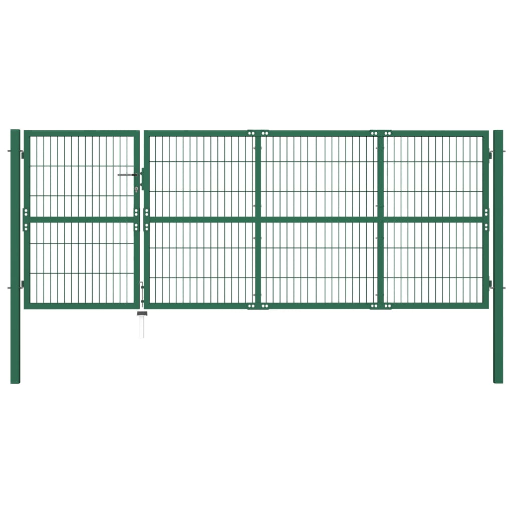 Port vidaxl avec poteaux 350x120 cm en acier vert