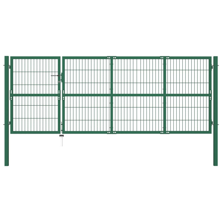 Port vidaxl avec poteaux 350x120 cm en acier vert