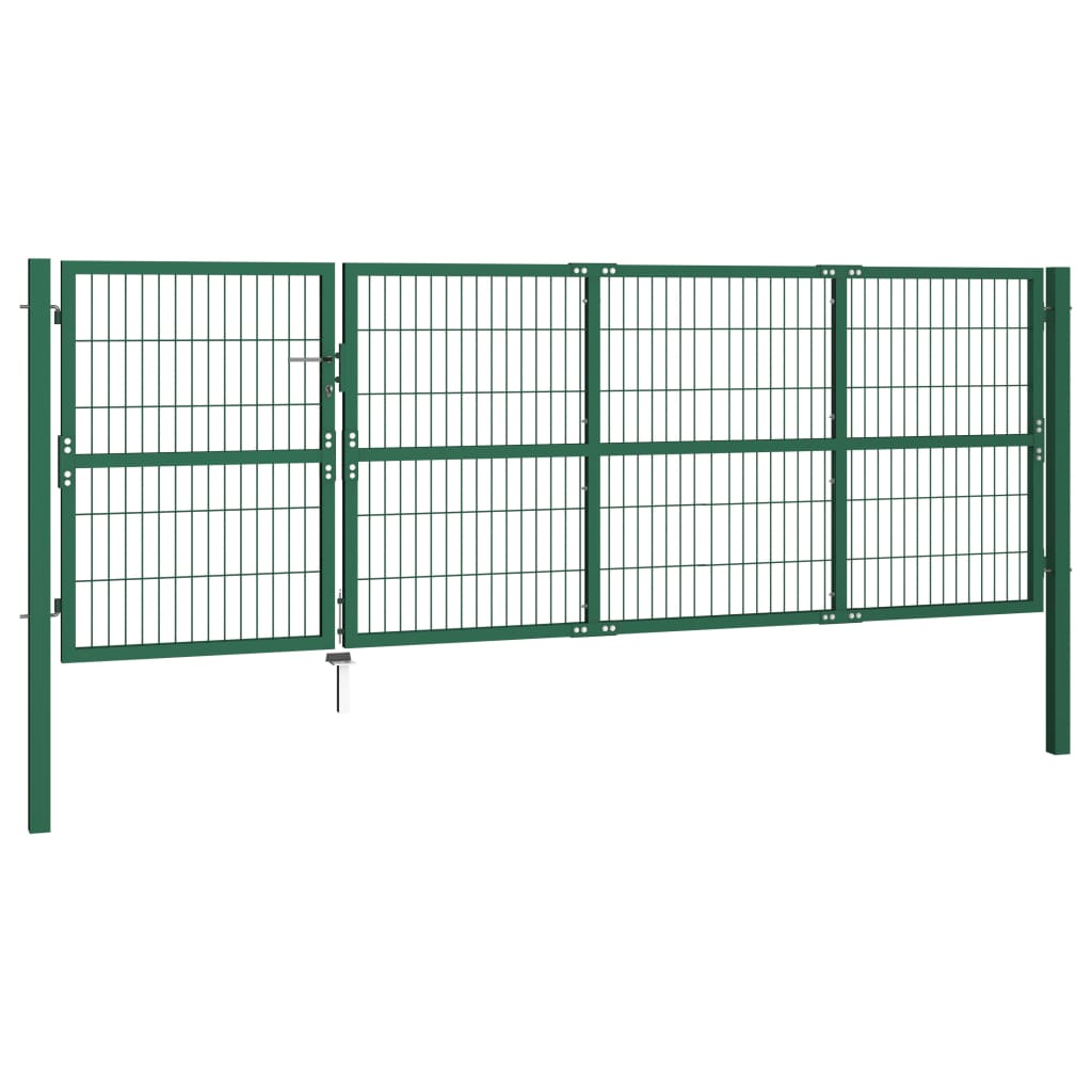 Port vidaxl avec poteaux 350x120 cm en acier vert