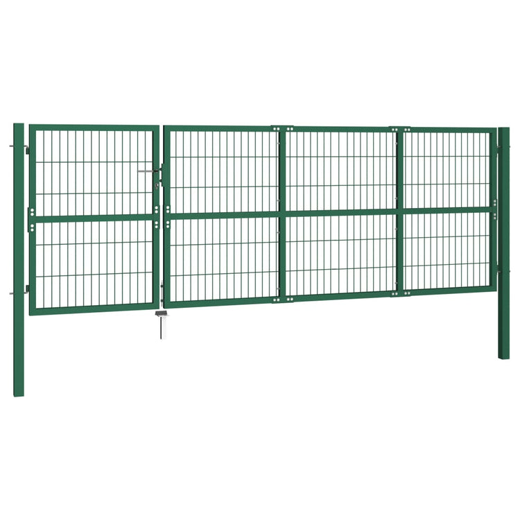 Port vidaxl avec poteaux 350x120 cm en acier vert