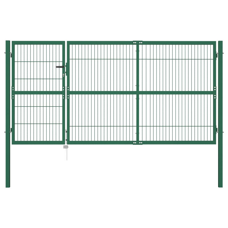 Port vidaxl avec poteaux de 350x140 cm en acier vert