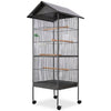 Vidaxl Bird Cage avec toit en acier noir 66x66x155 cm