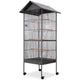 Vidaxl Bird Cage avec toit en acier noir 66x66x155 cm