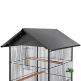 Vidaxl Bird Cage avec toit en acier noir 66x66x155 cm - afbeelding 2