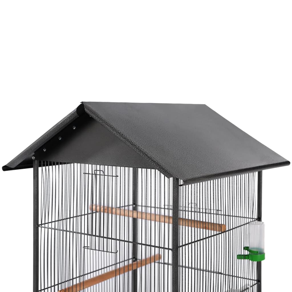 Vidaxl Bird Cage avec toit en acier noir 66x66x155 cm