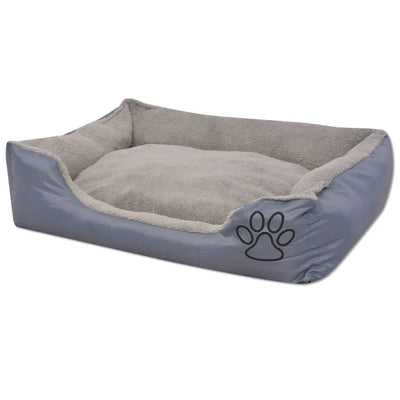 Lit de chien vidaxl avec coussin rembourré taille m gris
