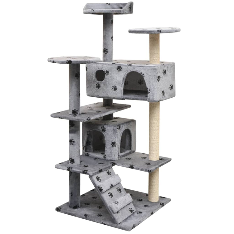 Vidaxl griffoir pour chat avec griffoirs en sisal 125 cm empreintes de pattes gris