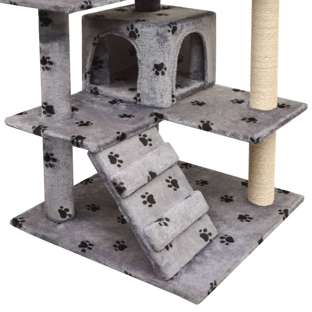 Vidaxl griffoir pour chat avec griffoirs en sisal 125 cm empreintes de pattes gris