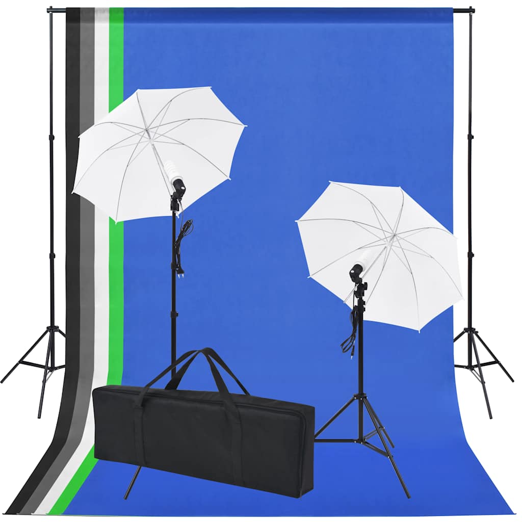 Ensemble de studio photo Vidaxl avec 5 arrière-plans colorés 2 parapluies