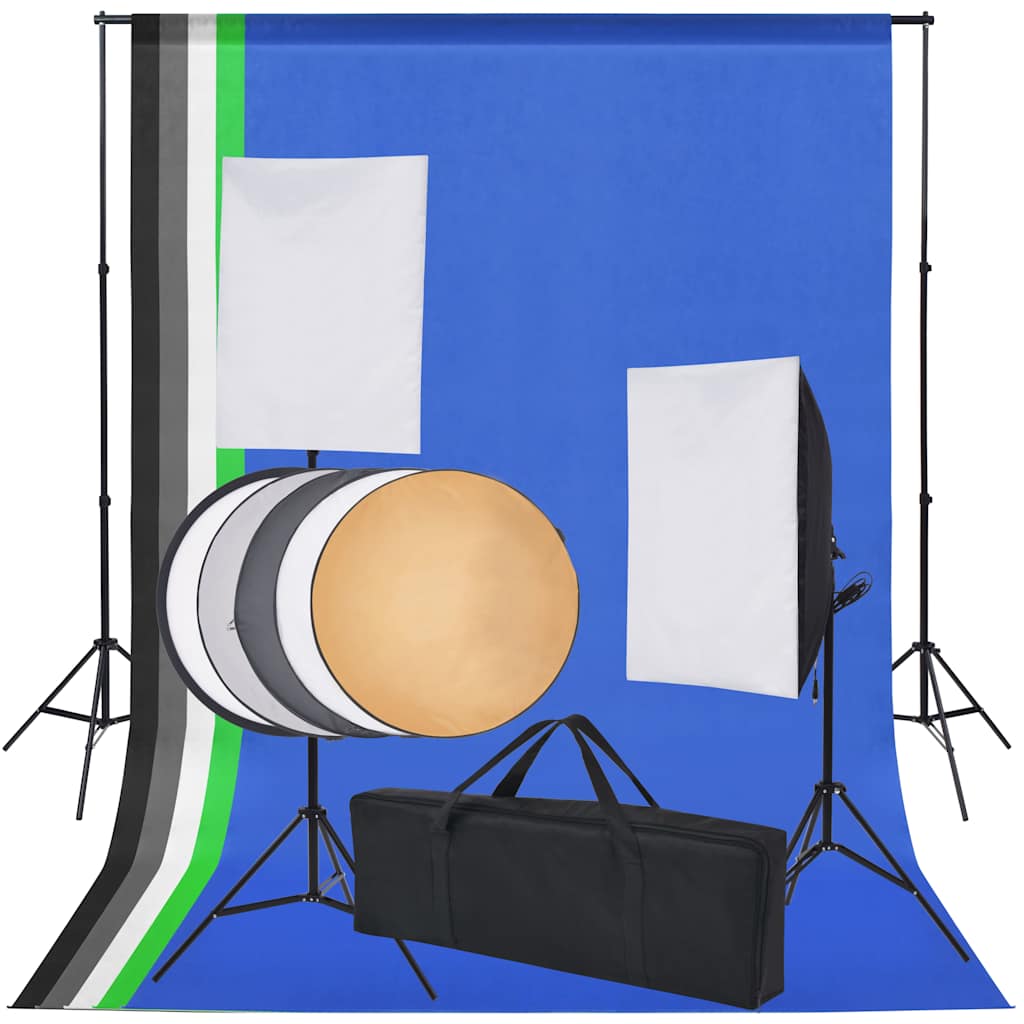 Ensemble de studio photo Vidaxl avec 5 arrière-plans colorés 2 softboxes