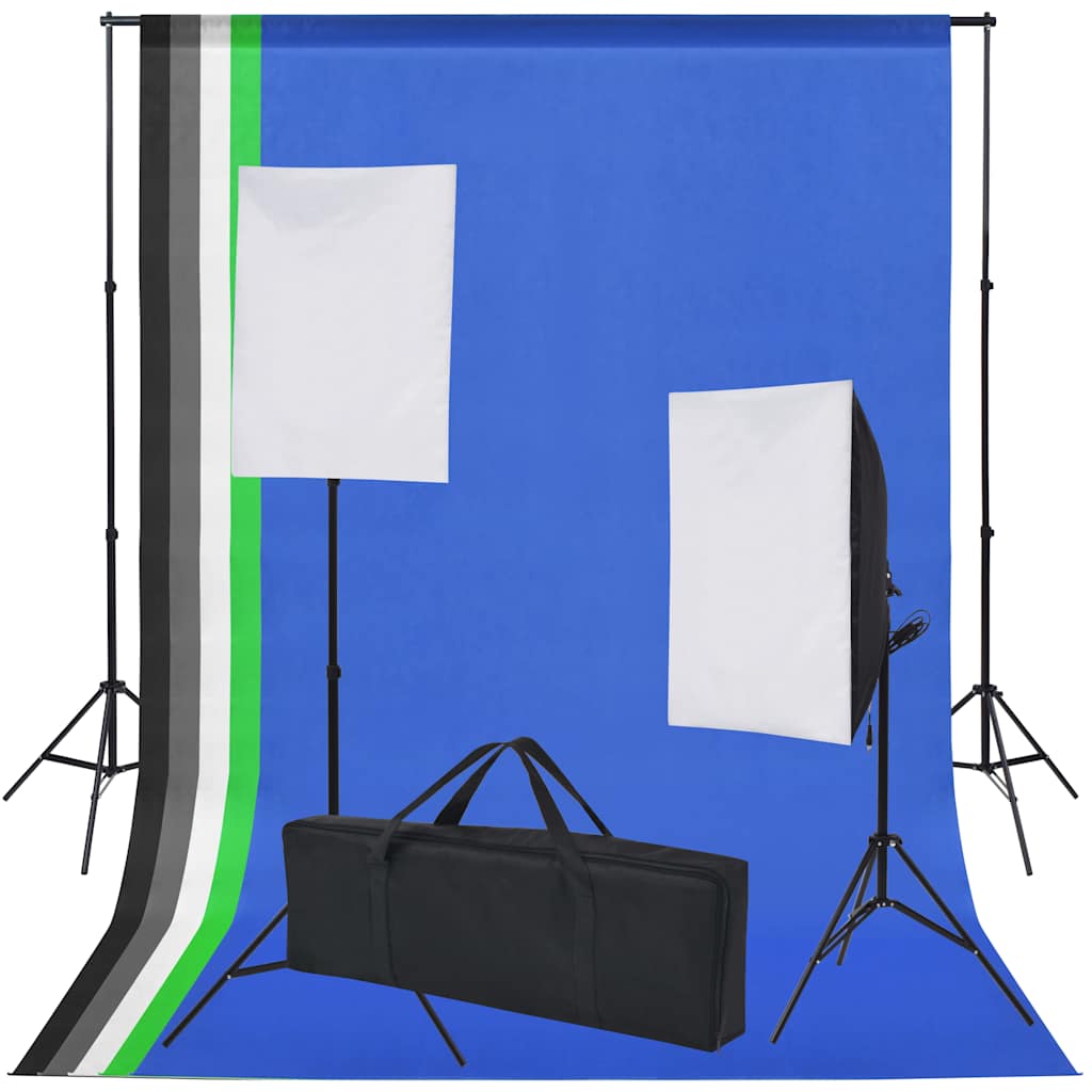 Ensemble de studio photo Vidaxl avec 5 arrière-plans colorés 2 softboxes
