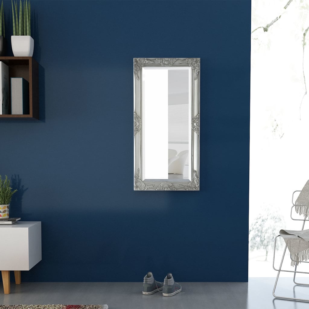 Miroir mural vidaxl baroque 100 x 50 cm argent