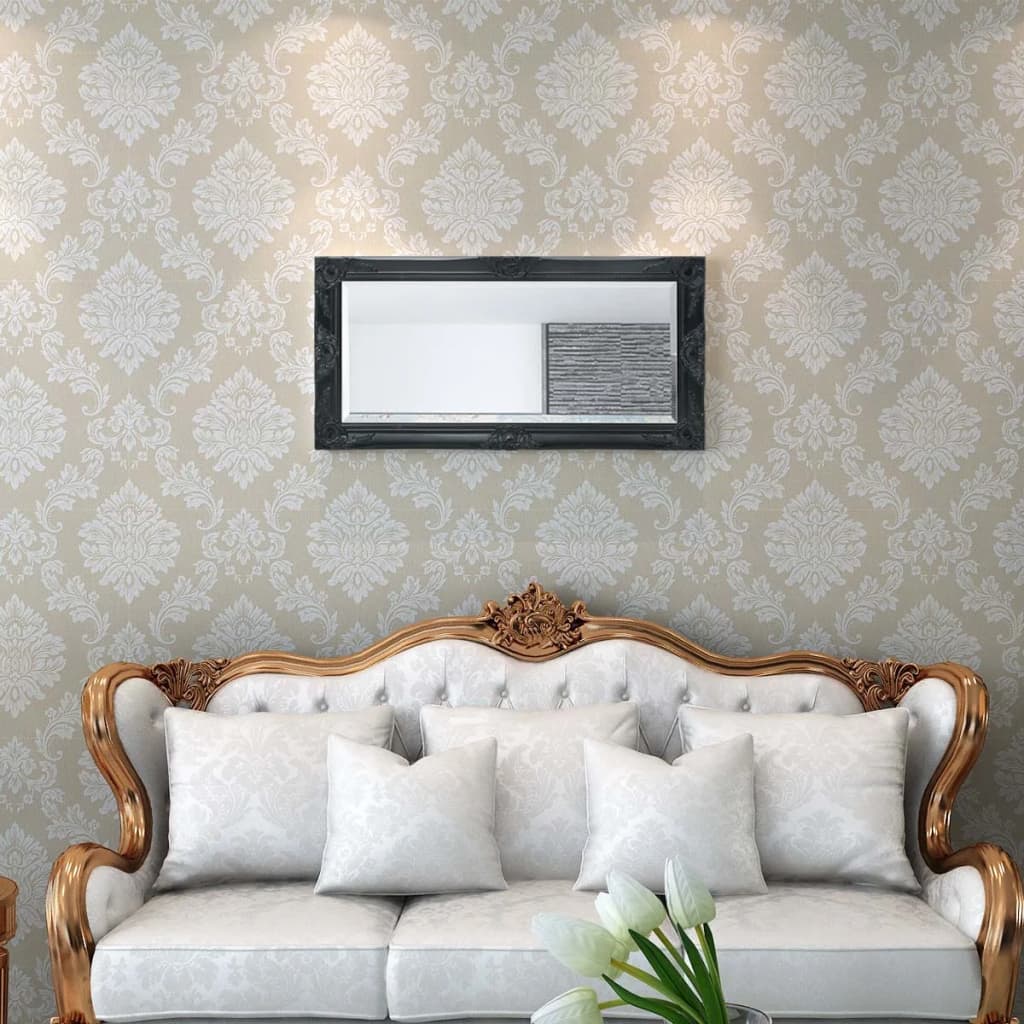 Miroir mural vidaxl baroque 100 x 50 cm noir