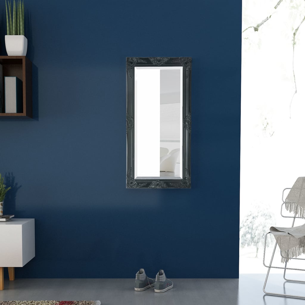 Miroir mural vidaxl baroque 100 x 50 cm noir