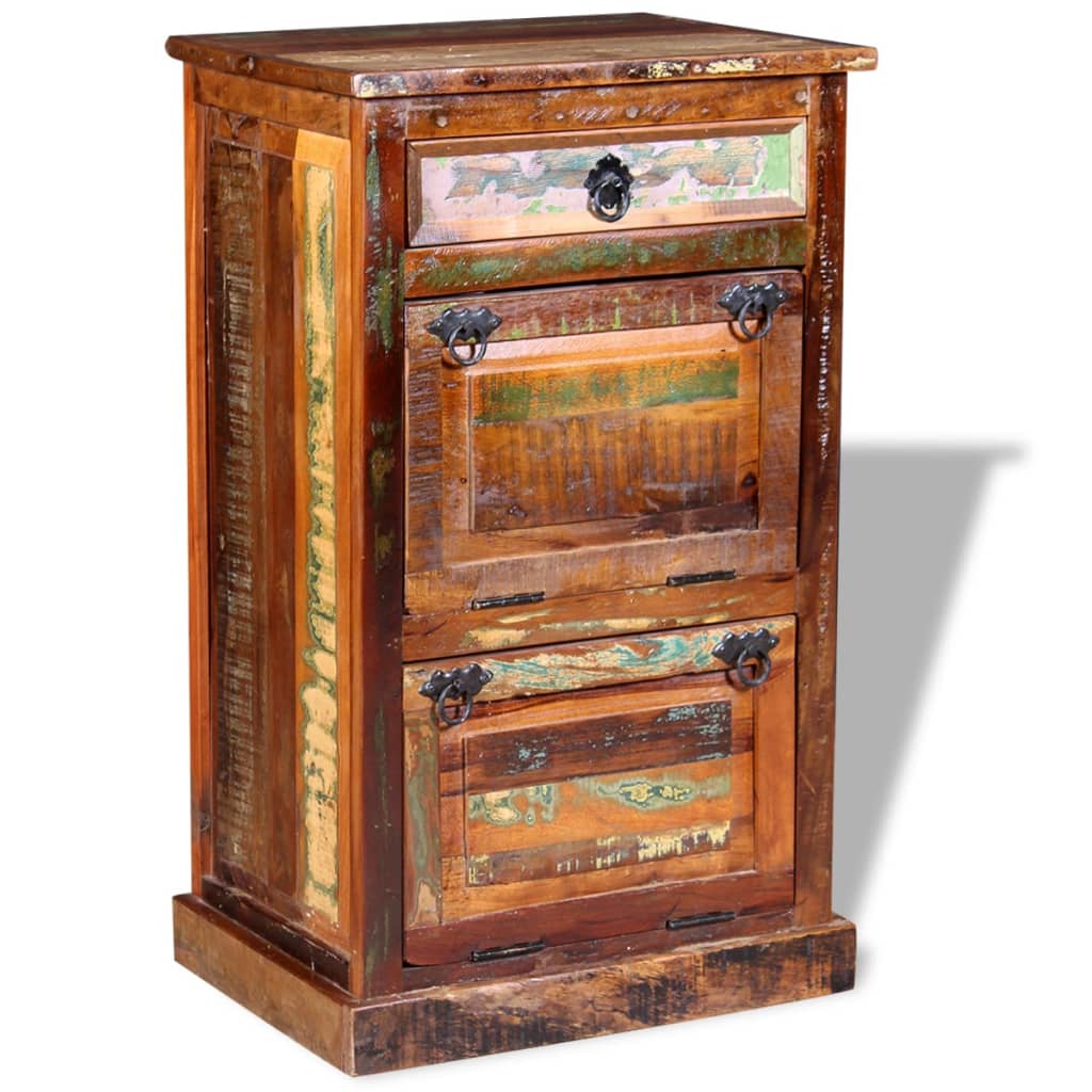 Armoire à chaussures Vidaxl avec tiroir en bois recyclé solide à 4 couches