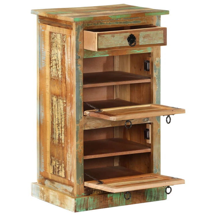 Armoire à chaussures Vidaxl avec tiroir en bois recyclé solide à 4 couches