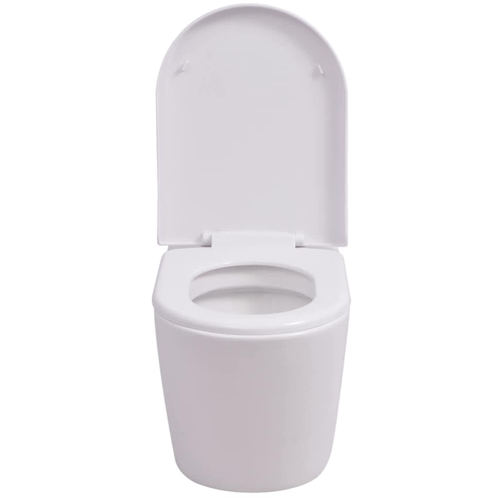 Vidaxl Toilet suspendu en céramique blanc