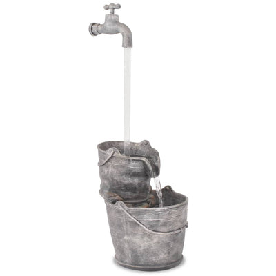 Ornement d'eau vidaxl avec grue et seaux polyrésine