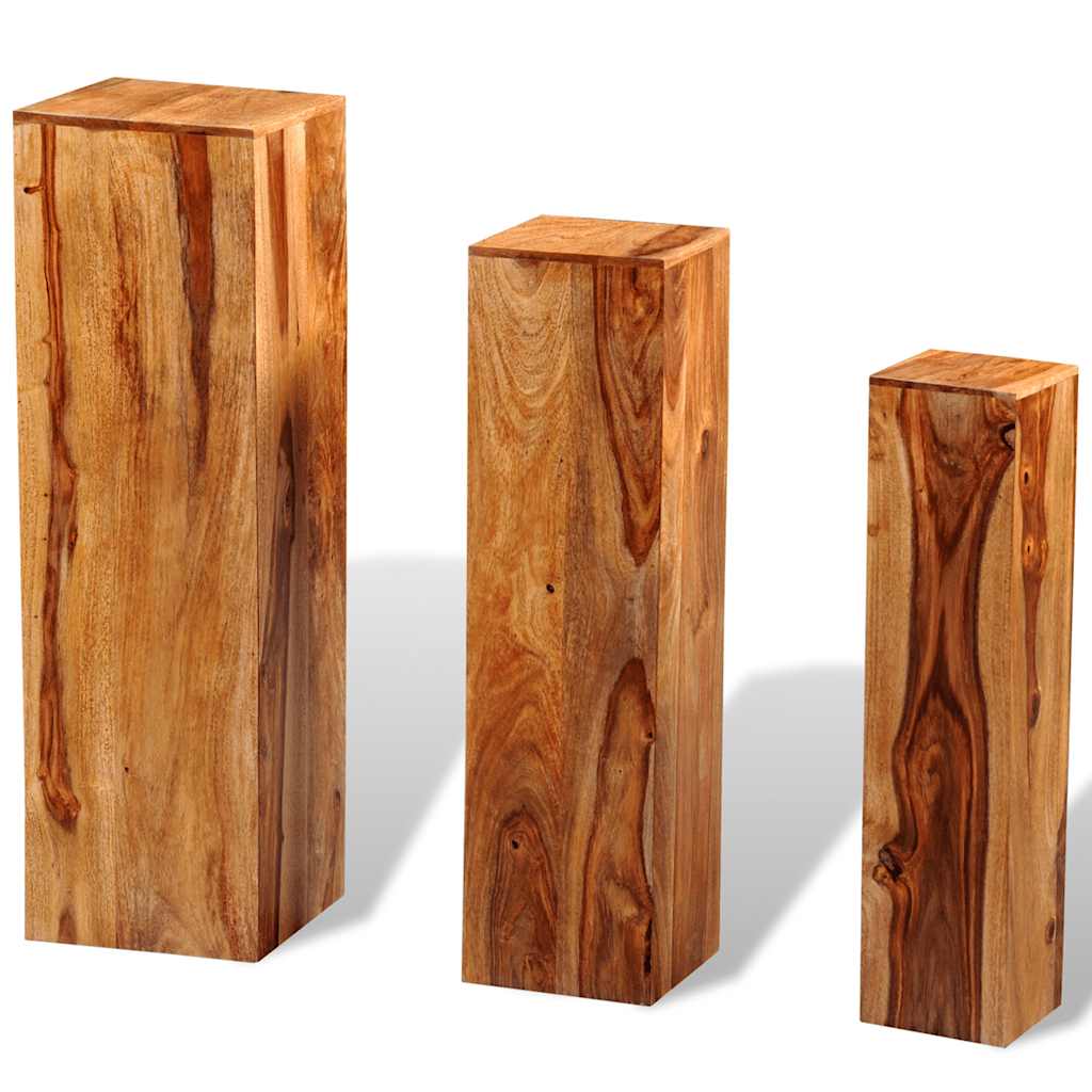 Vidaxl en 3 parties stand de plante Set Sheeshamhout Brown solide