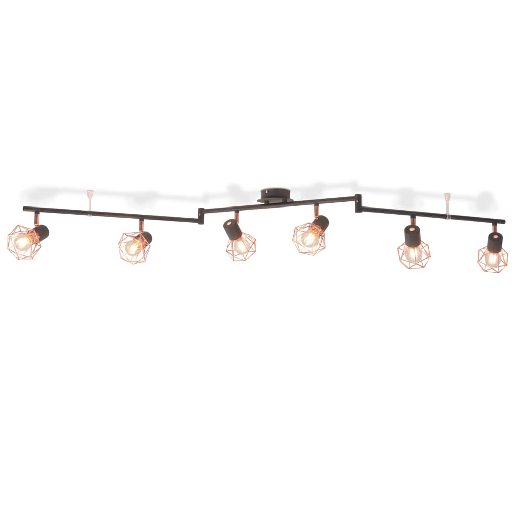Vidaxl plafond avec 6 projecteurs E14 noir et cuivre
