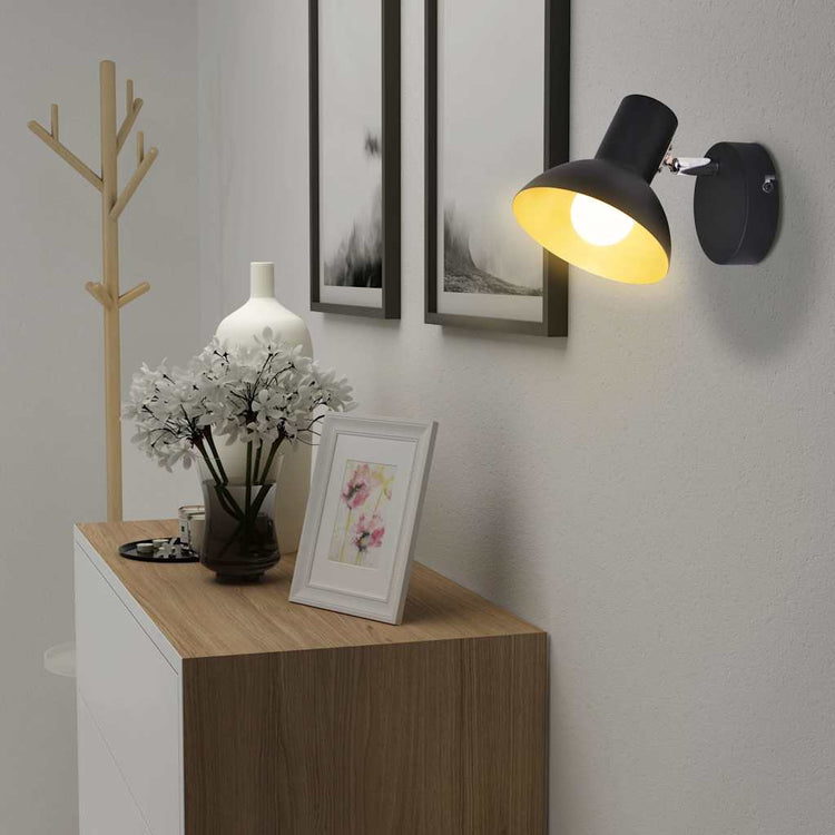 Lampes murales vidaxl pour 2 poires E27 noir et or 2 sts
