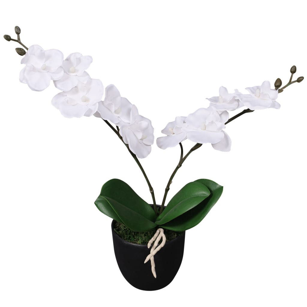 Vidaxl Orchidée de la plante artificielle avec pot 30 cm blanc