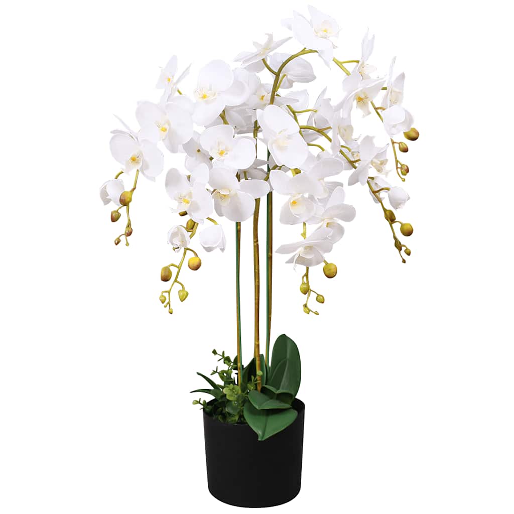Vidaxl Plante artificielle avec orchidée en pot 75 cm blanc