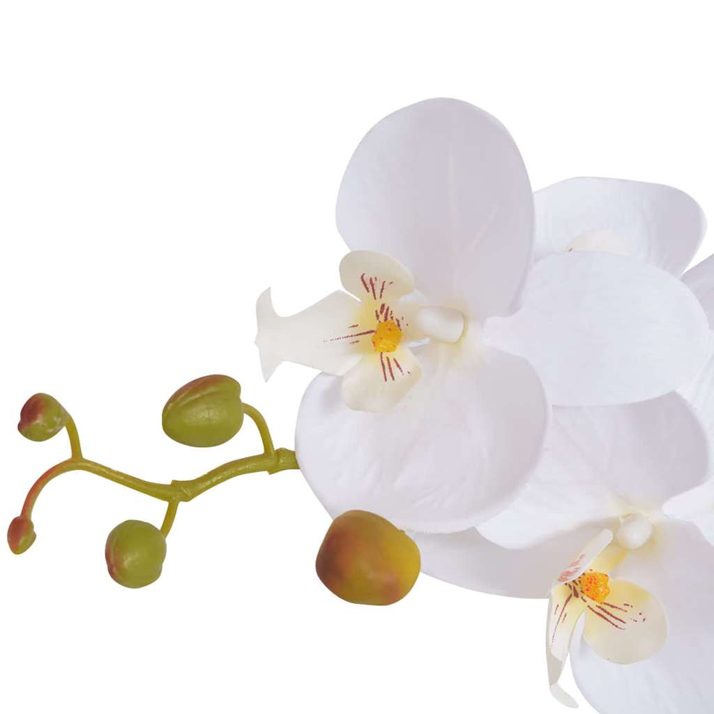 Vidaxl Plante artificielle avec orchidée en pot 75 cm blanc