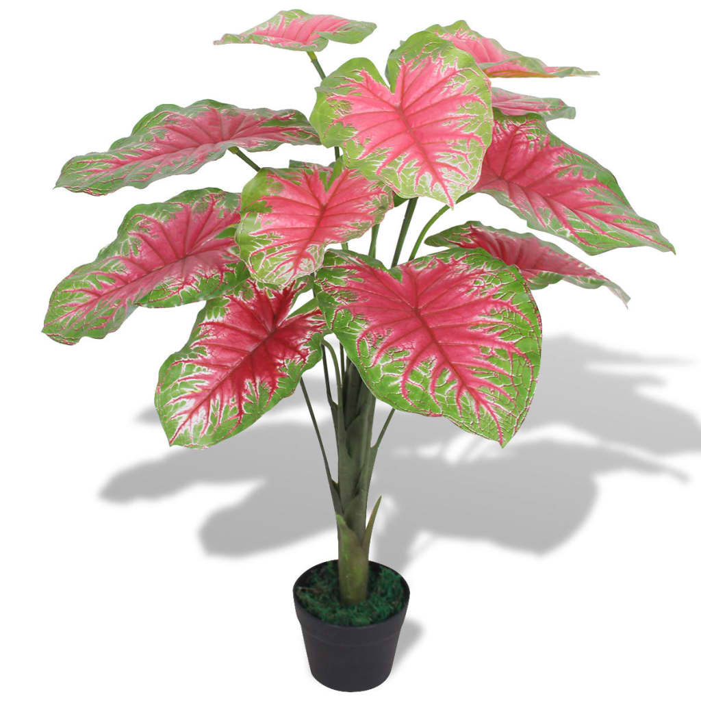 Vidaxl Caladium de plante artificielle avec pot 85 cm vert et rouge