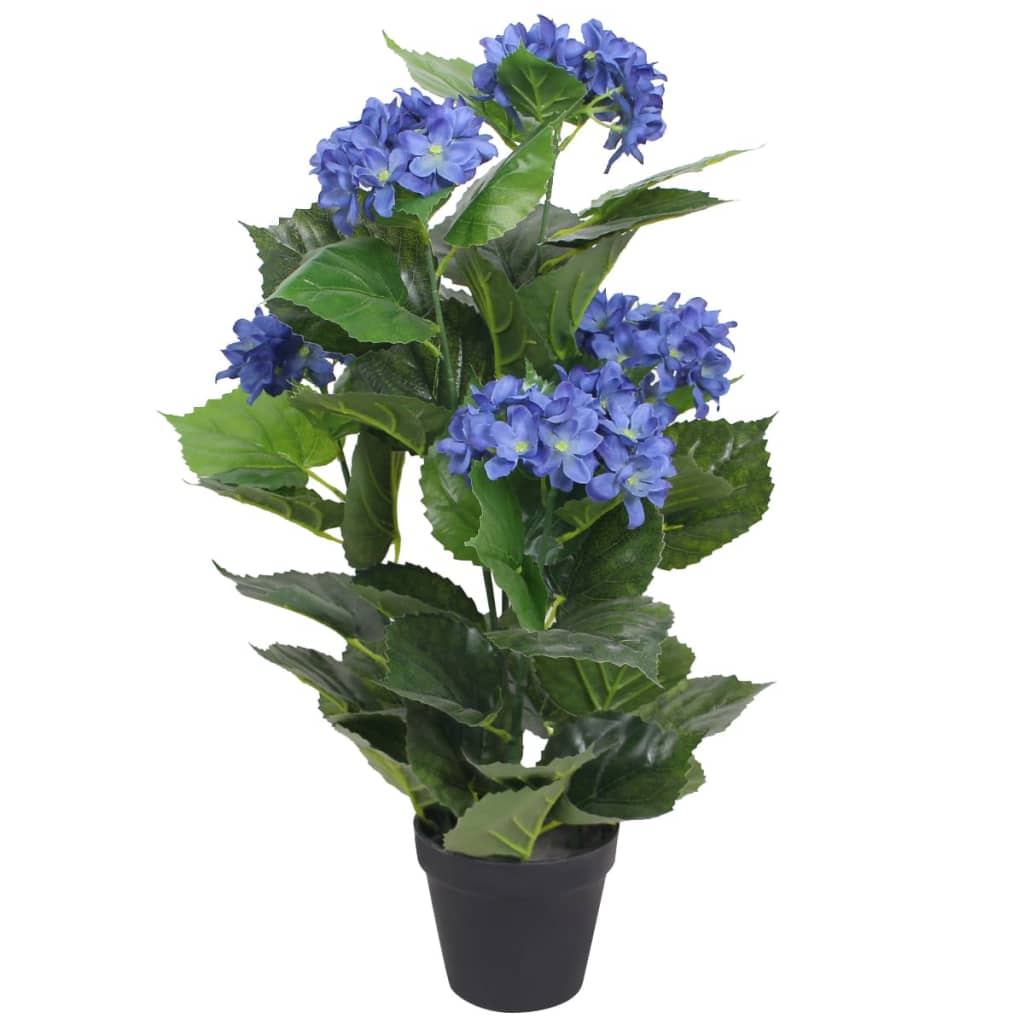 Vidaxl Art Hortensia Plant avec pot 60 cm bleu