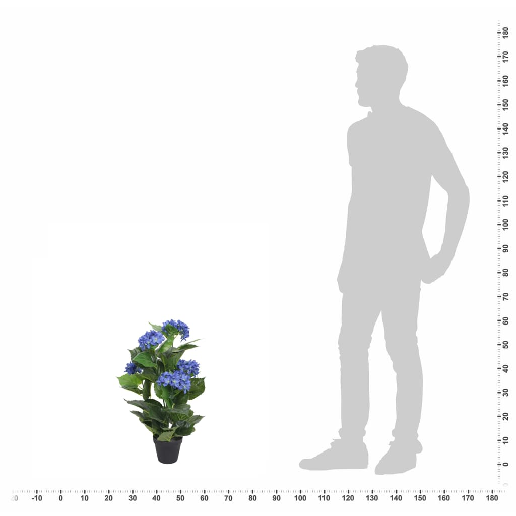 Vidaxl Art Hortensia Plant avec pot 60 cm bleu