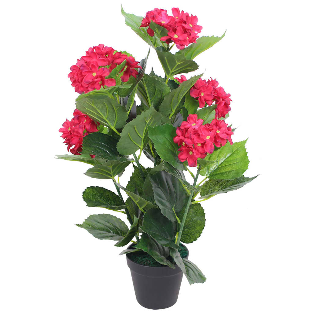 Vidaxl Art Hortensia Plant avec du pot 60 cm rouge
