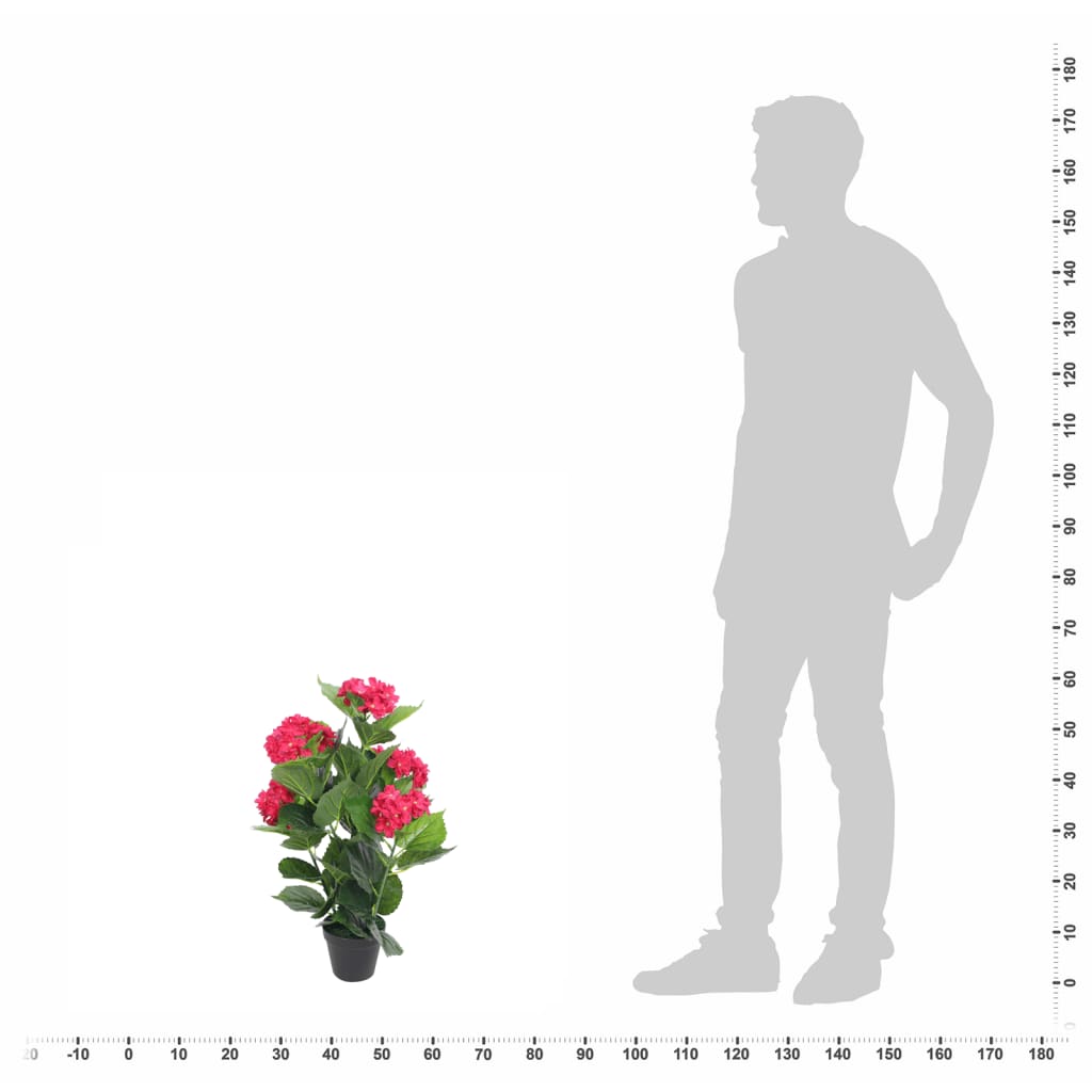 Vidaxl Art Hortensia Plant avec du pot 60 cm rouge