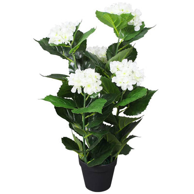 Vidaxl Art Hortensia Plant avec du pot 60 cm blanc