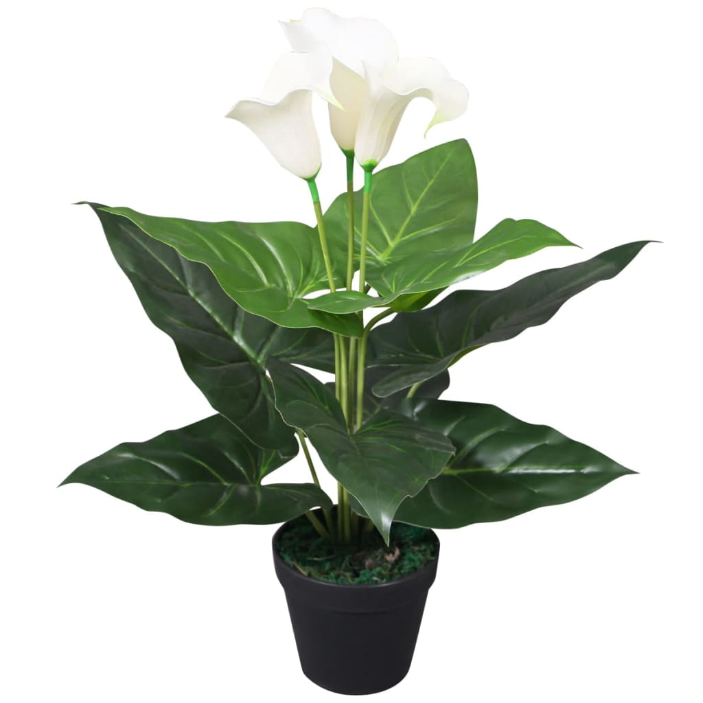 Vidaxl Art Calla Lelie Plant avec du pot 45 cm blanc