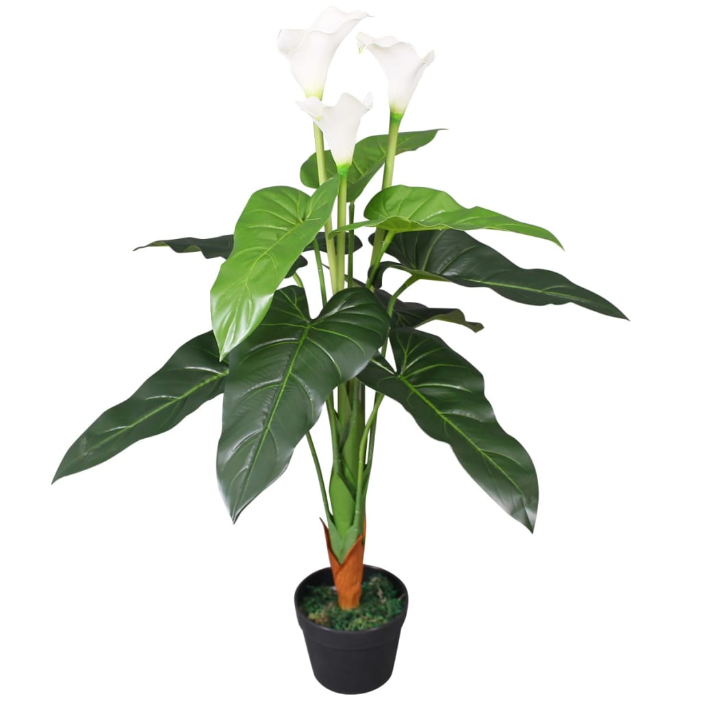 Vidaxl Art Calla Lelie Plant avec du pot 85 cm blanc