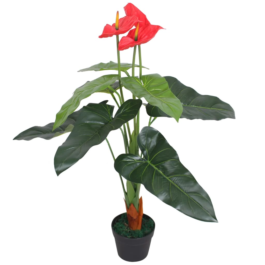 Vidaxl Art Anthurium Plant avec du pot 90 cm rouge et jaune
