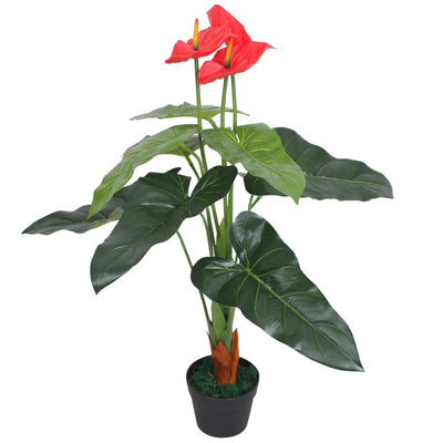 Vidaxl Art Anthurium Plant avec du pot 90 cm rouge et jaune
