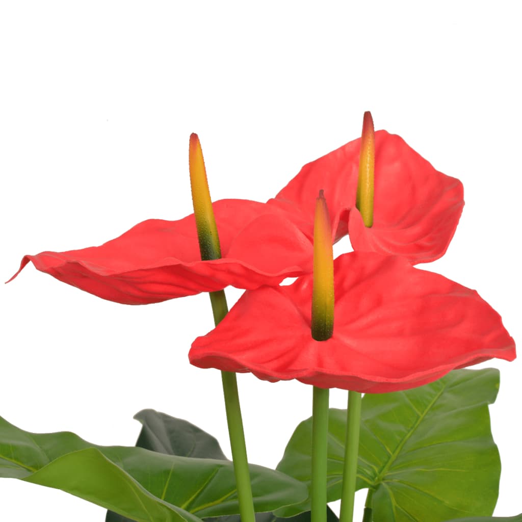 Vidaxl Art Anthurium Plant avec du pot 90 cm rouge et jaune