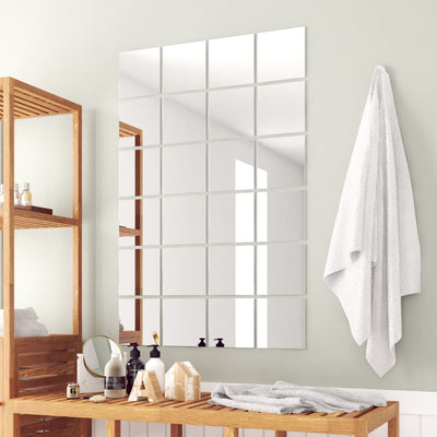Vidaxl 24 st miroir carreaux de verre carré