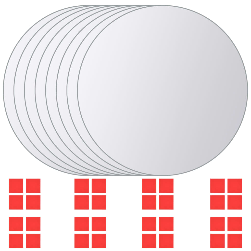 Vidaxl 8 st miroir carreaux de verre rond
