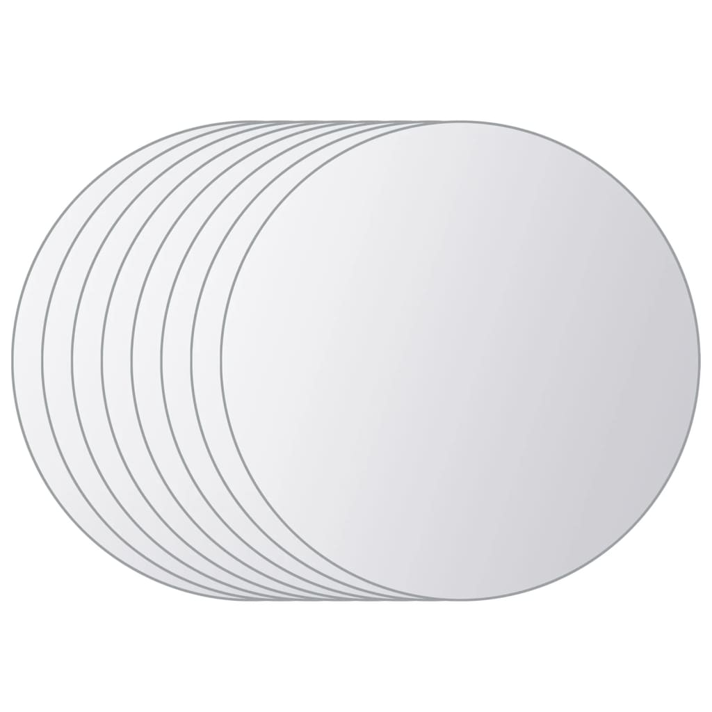 Vidaxl 8 st miroir carreaux de verre rond