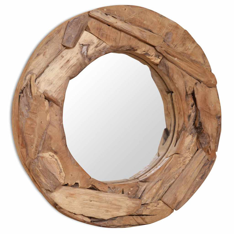 Miroir décoratif vidaxl autour de 60 cm de bois de teck